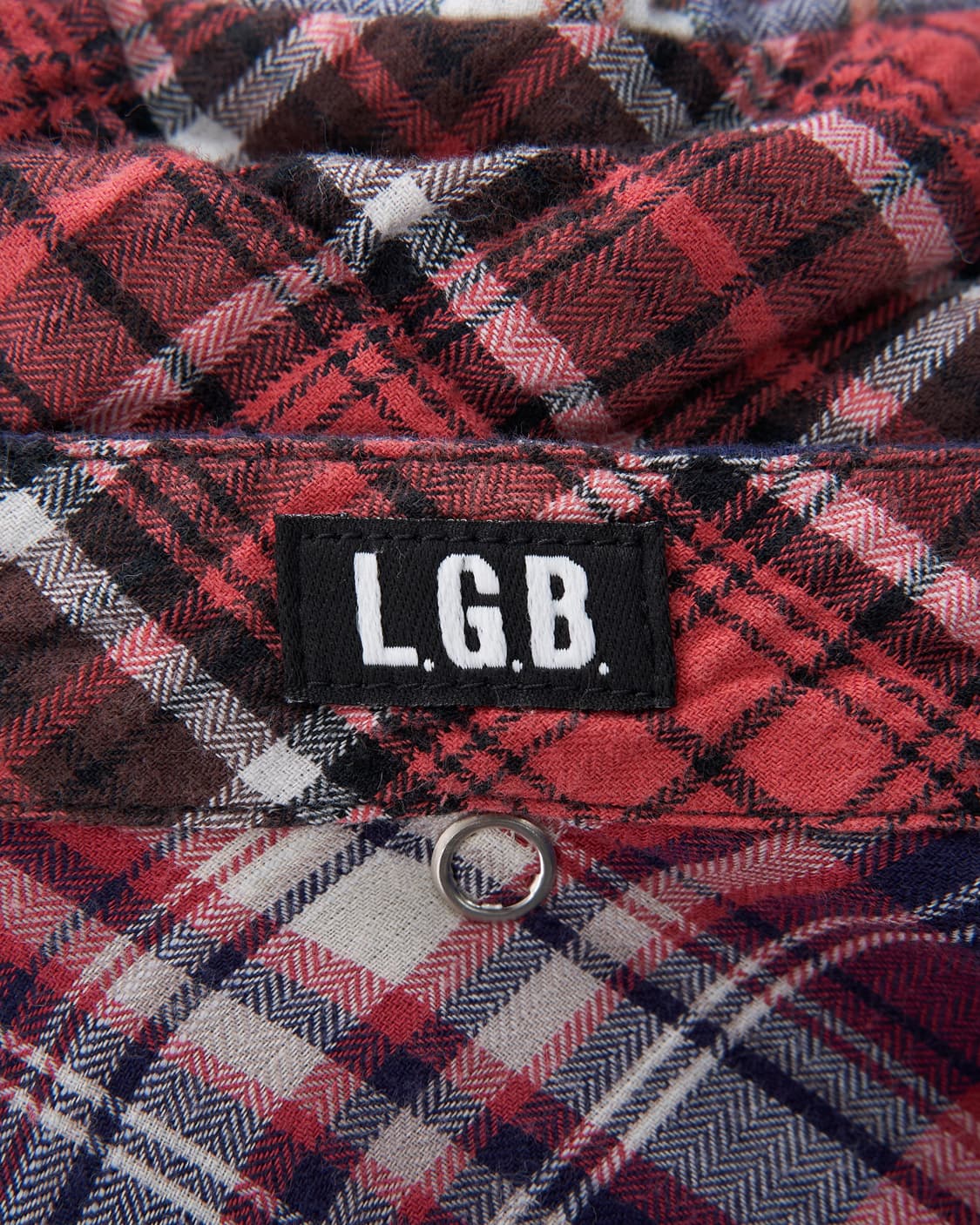 L.G.B shirt-6 체크 패턴 데미지 집업 디테일 셔츠 상품이미지5