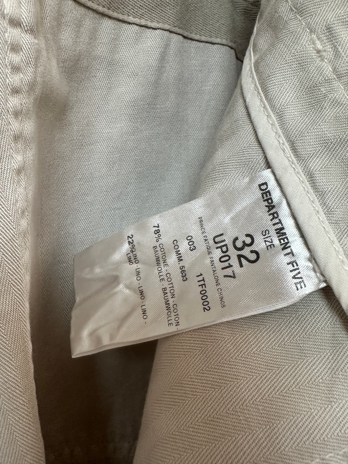 DEPARTMENT 5 / 슬림핏린넨퍼티그팬츠 / 32 / 새상품 상품이미지7