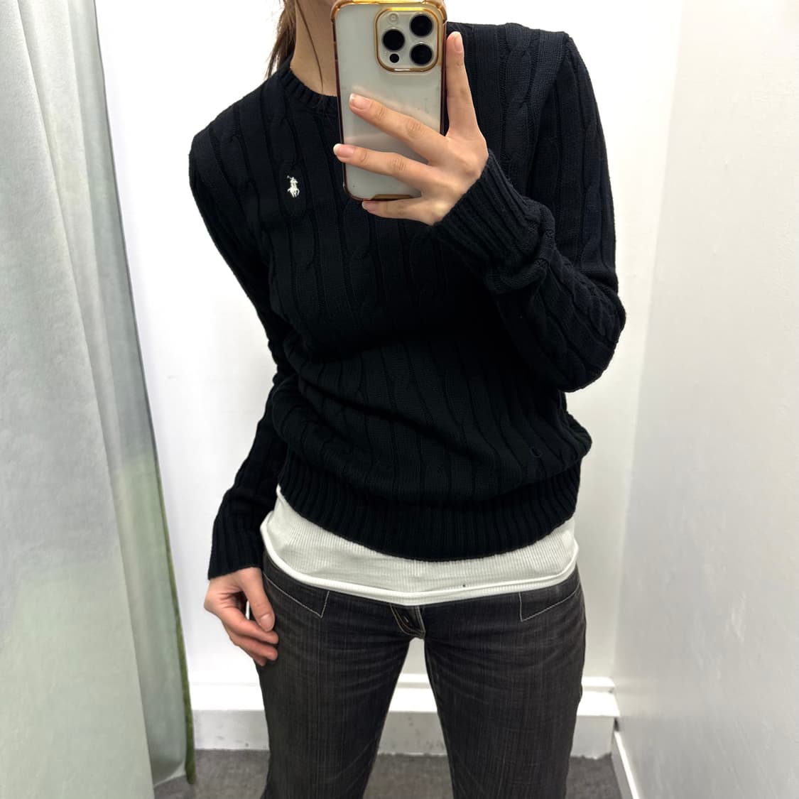 폴로 블랙 꽈베기 코튼 니트 상품이미지1