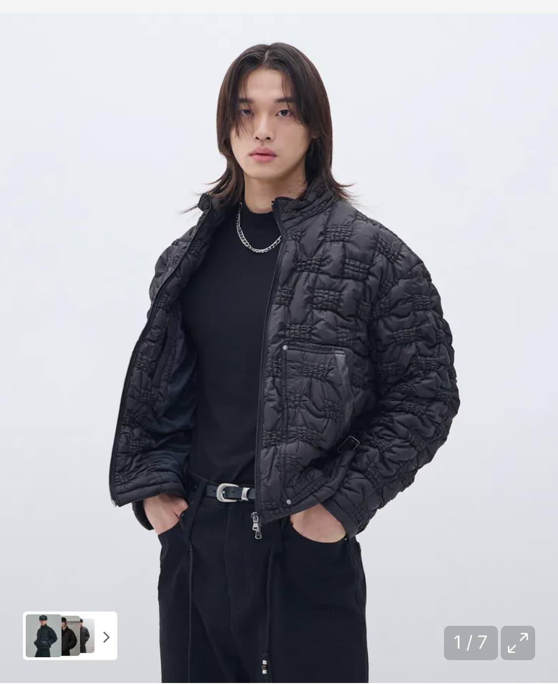 새제품 Wesley Hyusion 블랙 퀼팅 패딩 자켓 상품이미지1