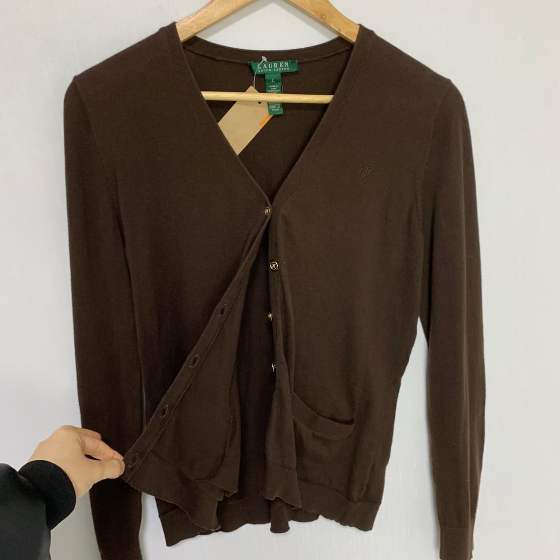 로렌 랄프로렌 빈티지 브라운 버튼 여성 가디건 L 상품이미지7