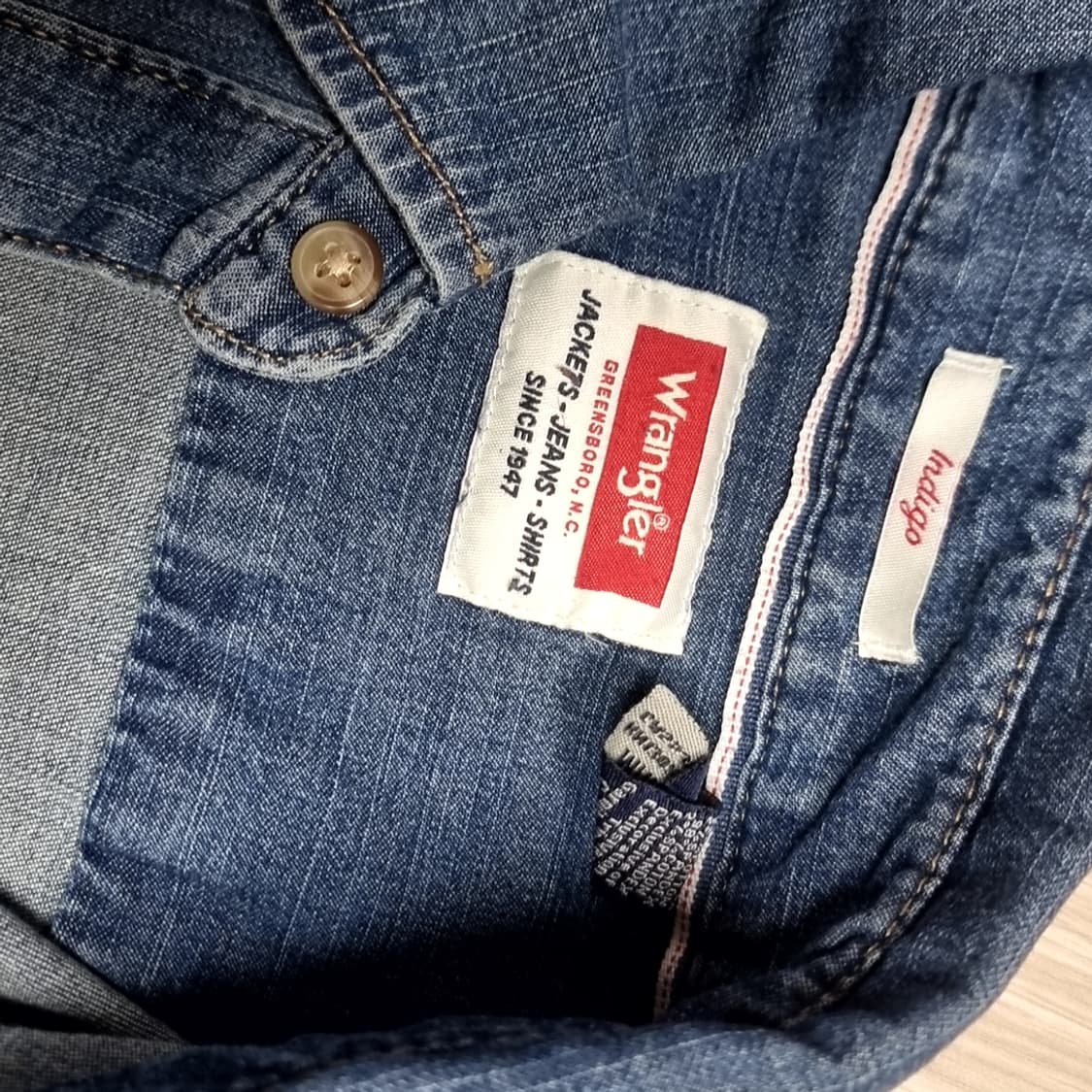 빈티지 랭글러 데님 셔츠 FAKE LOVE 자수(95) 상품이미지4