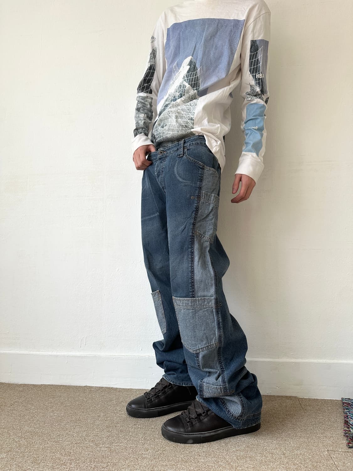 돌체앤가바나 2000s 레이어드 와이드 새깅진 상품이미지2