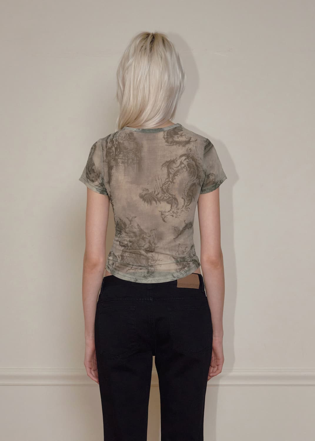 보헤미안서울 레이스업 하프 슬리브 베이지 상품이미지3