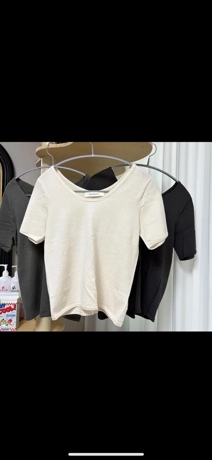 스테이트먼트 유넥 니트 (크림, 카키, 차콜) 상품이미지1