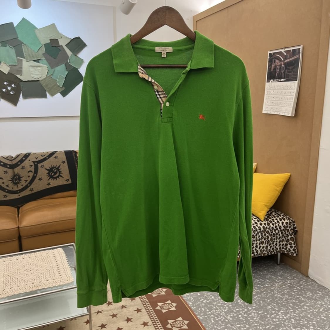 버버리 빈티지 캐주얼 레트로 그린 카라 롱슬리브 XL C10226 상품이미지3