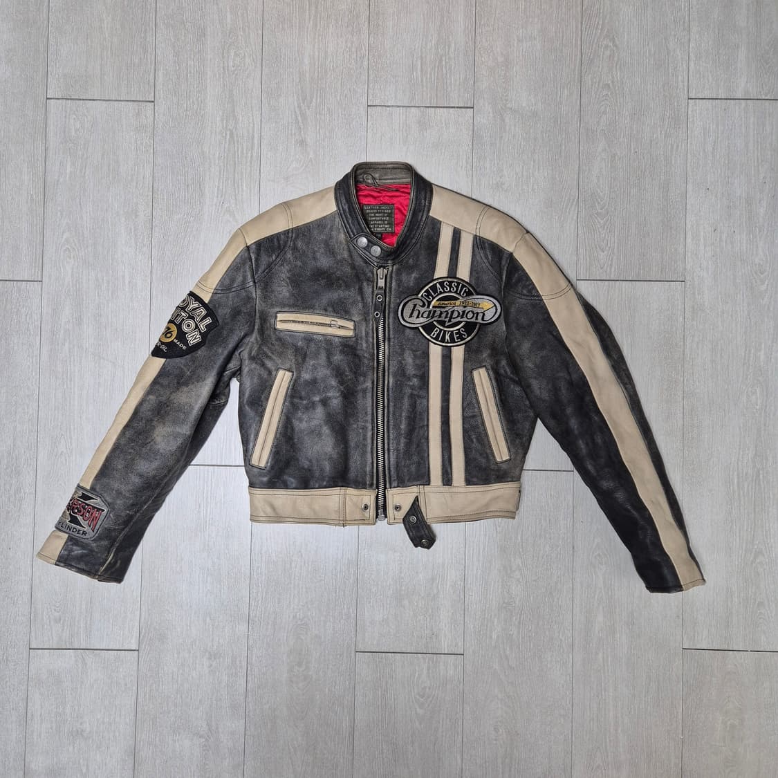 90s DOG FIGHT 레더 자켓 (L) 상품이미지1