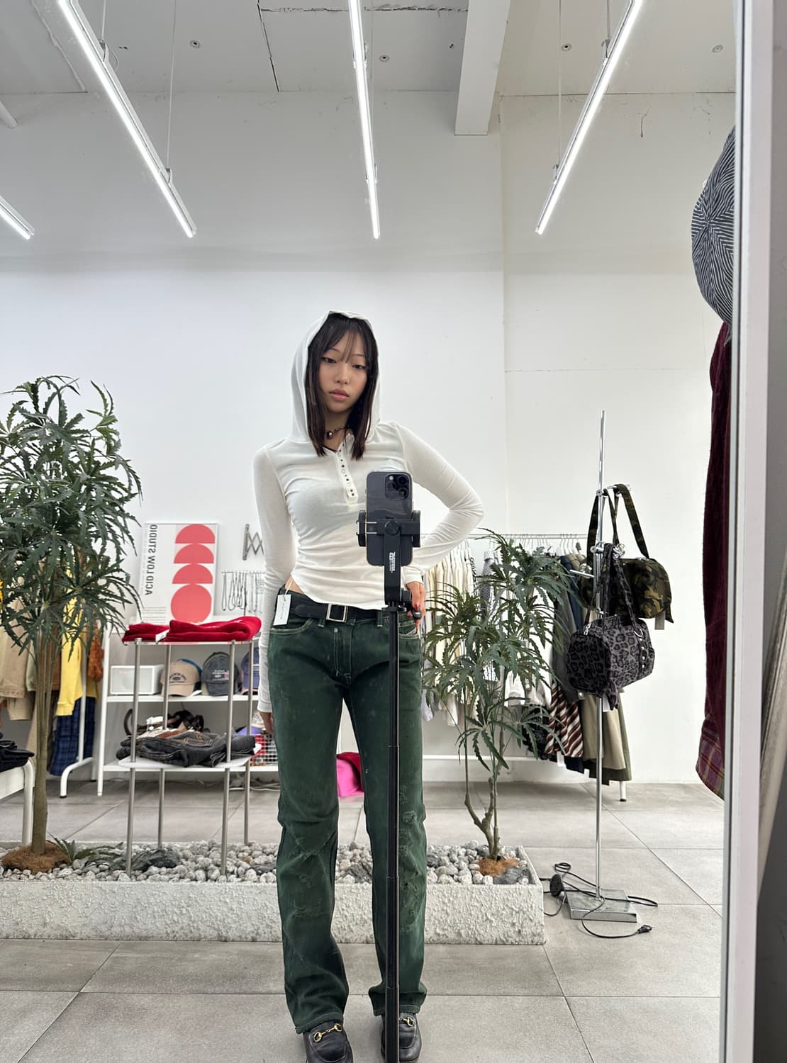 디젤 모스그린 데미지 롱팬츠 상품이미지1