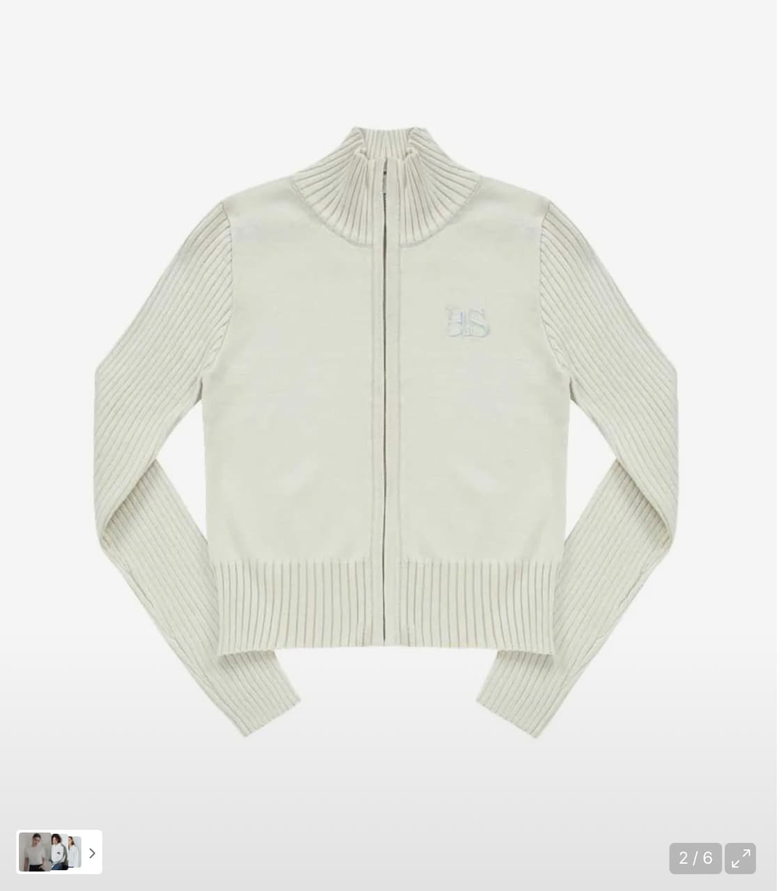 애즈온 마론 니트 집업 베이지 상품이미지2