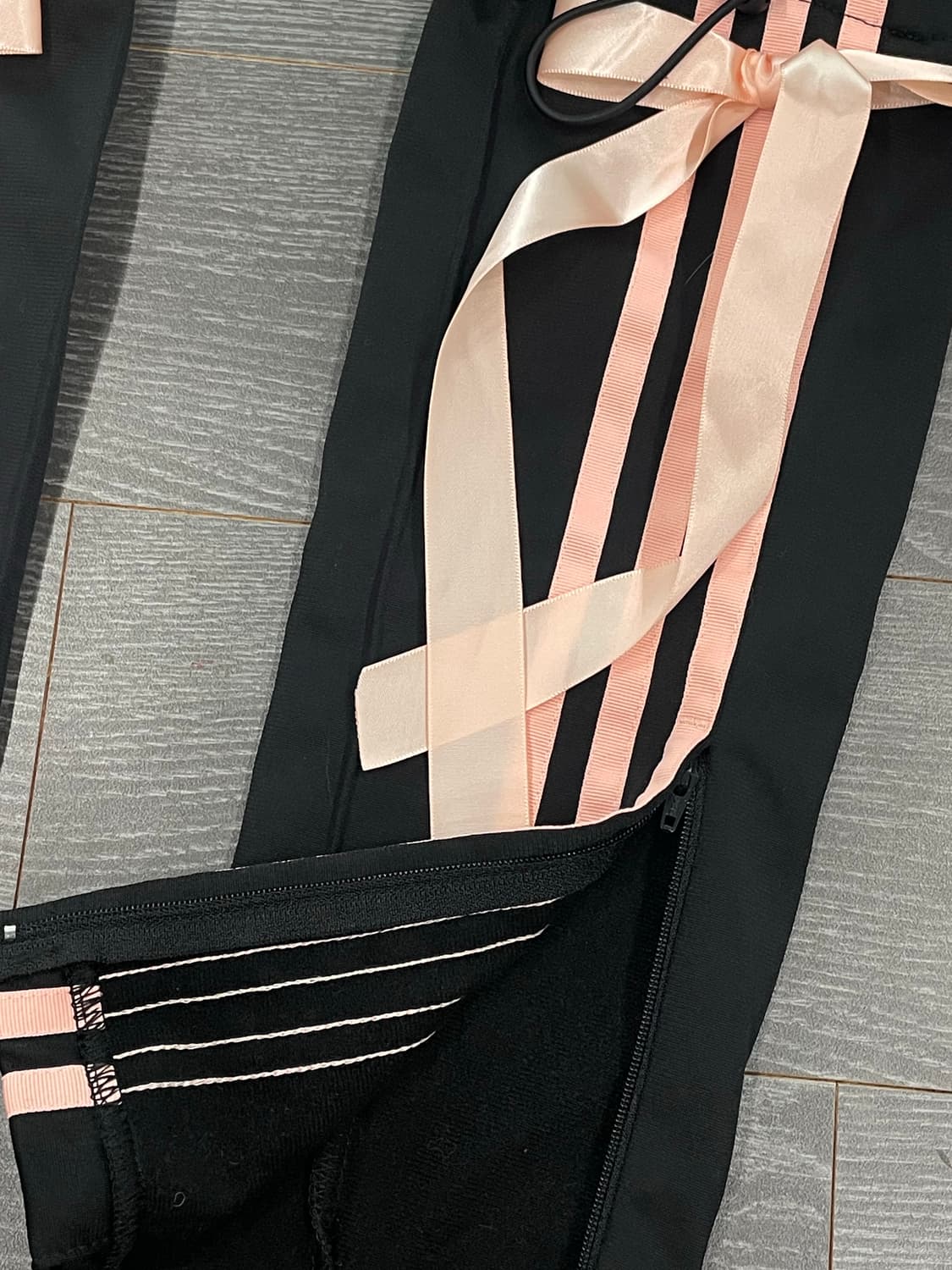 무배) 아디다스 커스텀 스커트 레그워머 갸루 키치 리본 핑크 핀터깔 상품이미지4