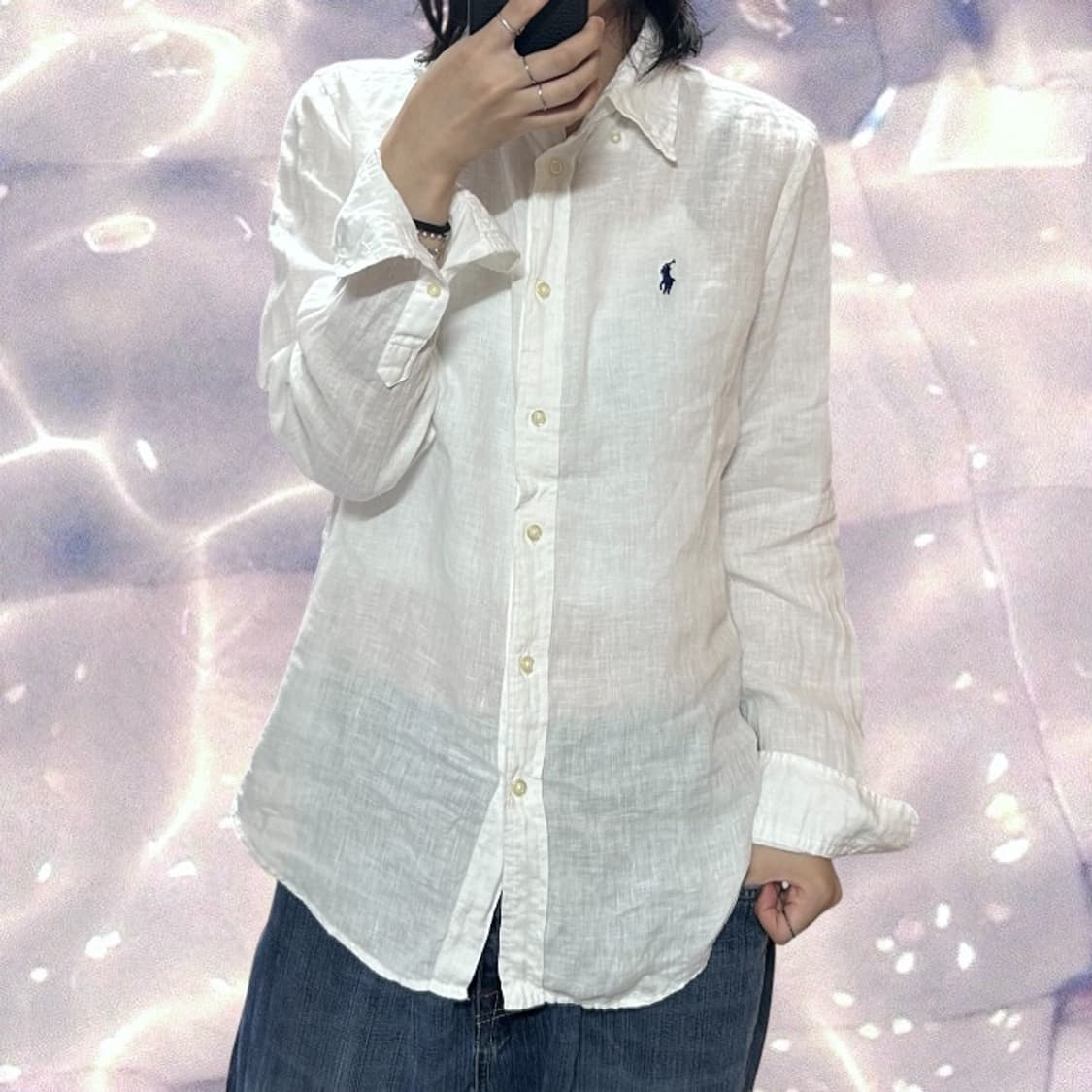 폴로 랄프로렌 신형 린넨 셔츠 화이트 M  상품이미지1