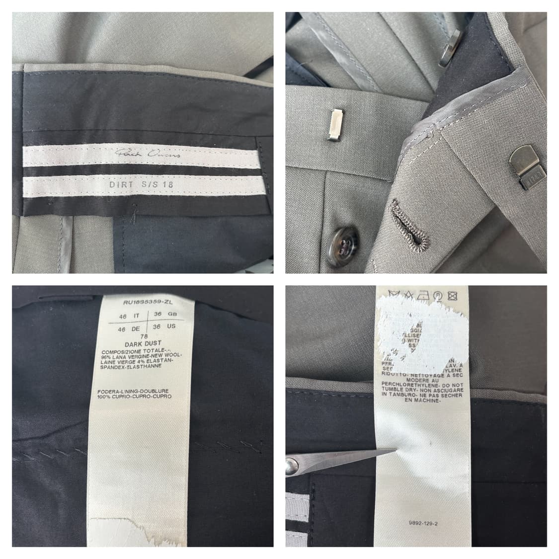 릭오웬스 DIRT 사루엘 울 슬랙스46/DARK DUST 상품이미지6