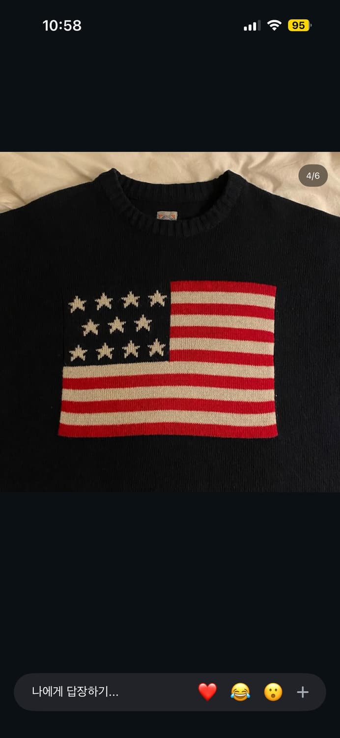 이벳필드 성조기 빅로고 네이비 니트 남녀공용 상품이미지2