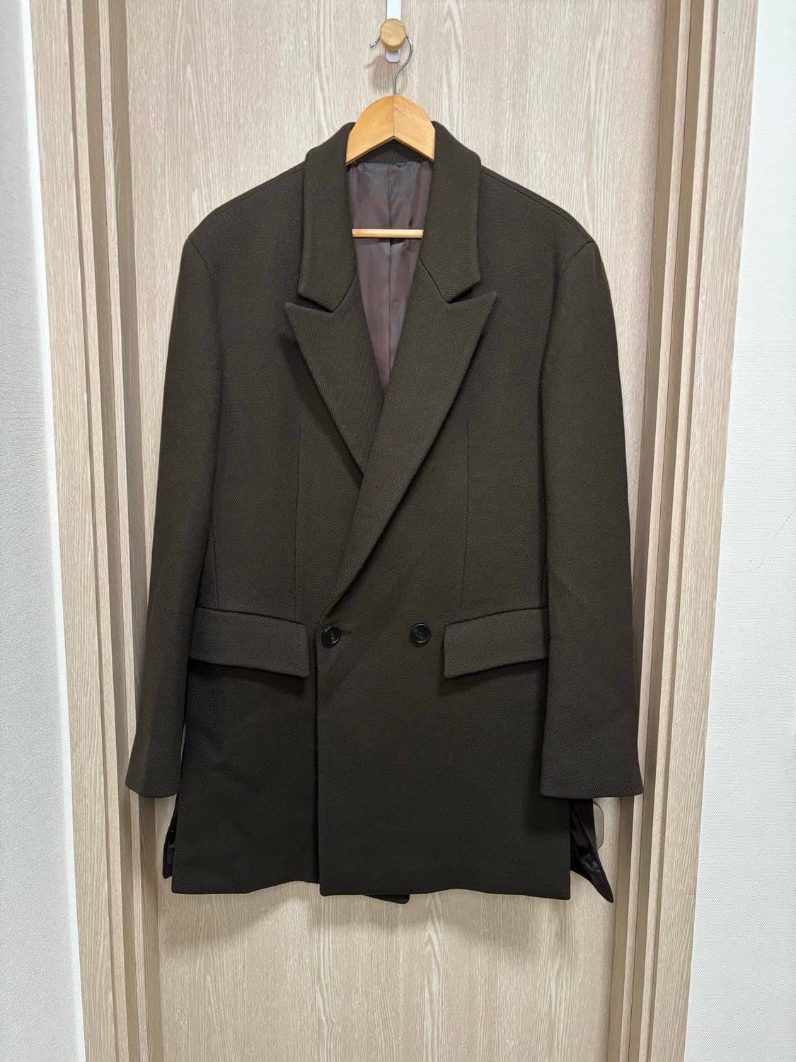 시스템옴므 울 더블하프코트100/다크브라운 상품이미지1