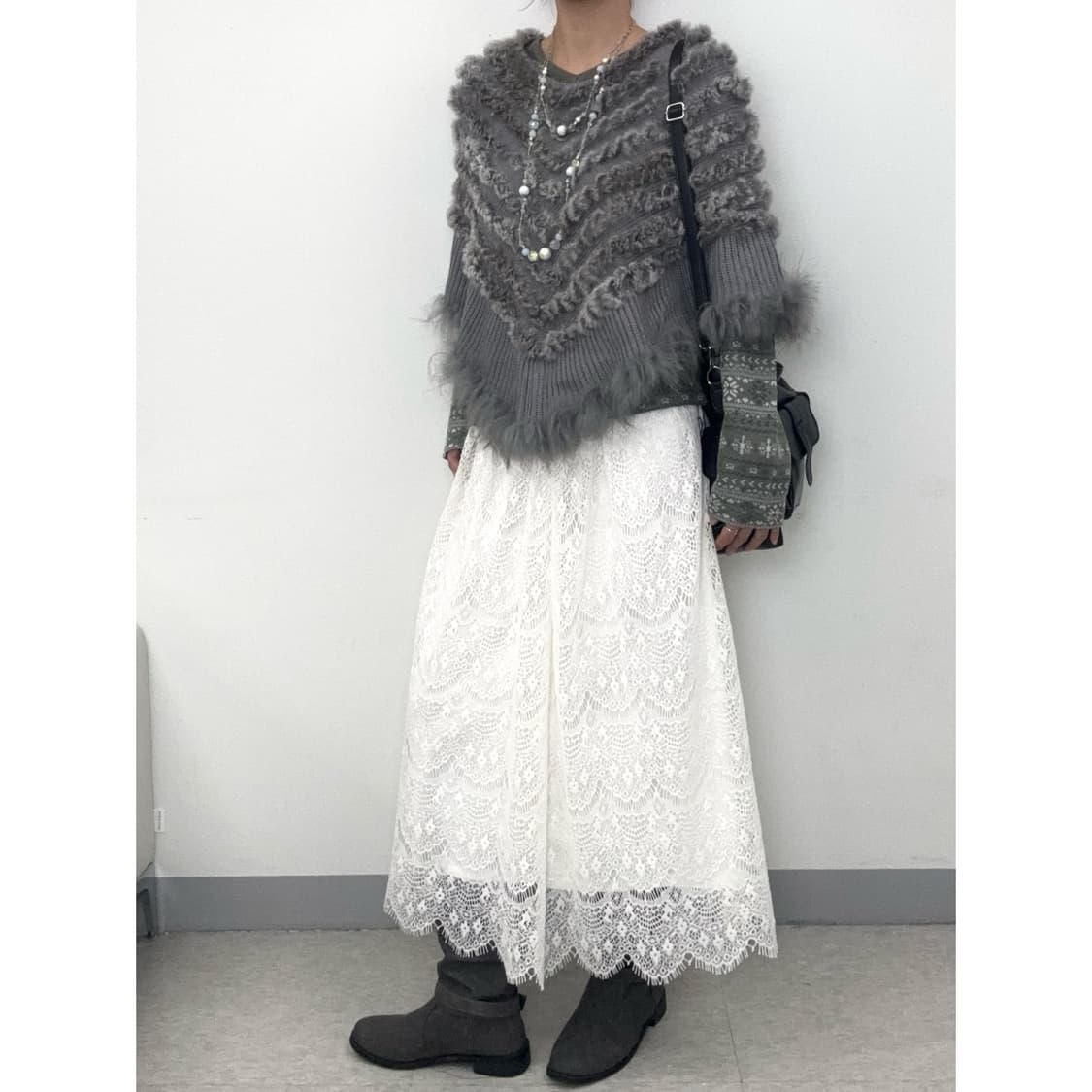 빈티지 퍼 케이프 망토 판쵸 니트 상품이미지2