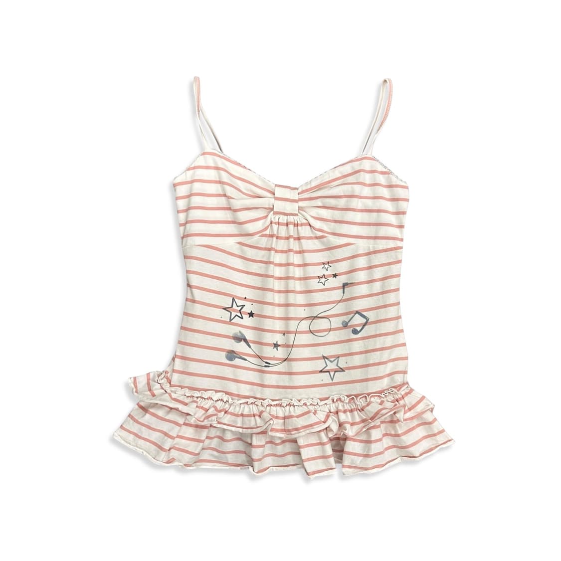 Pink stripe ruffle sleeveless top  상품이미지2