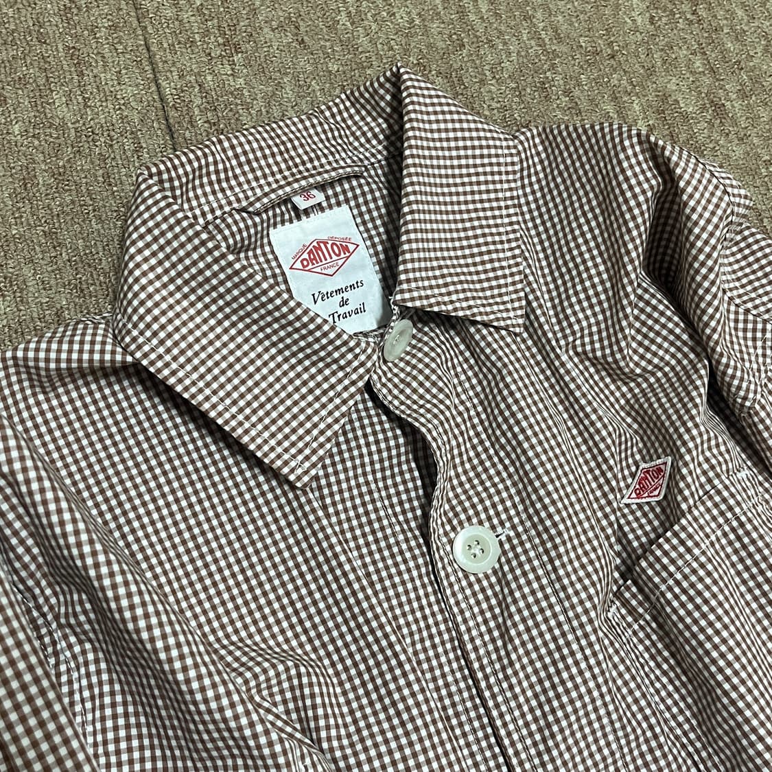 단톤 브라운 체크 자켓 36사이즈 상품이미지3