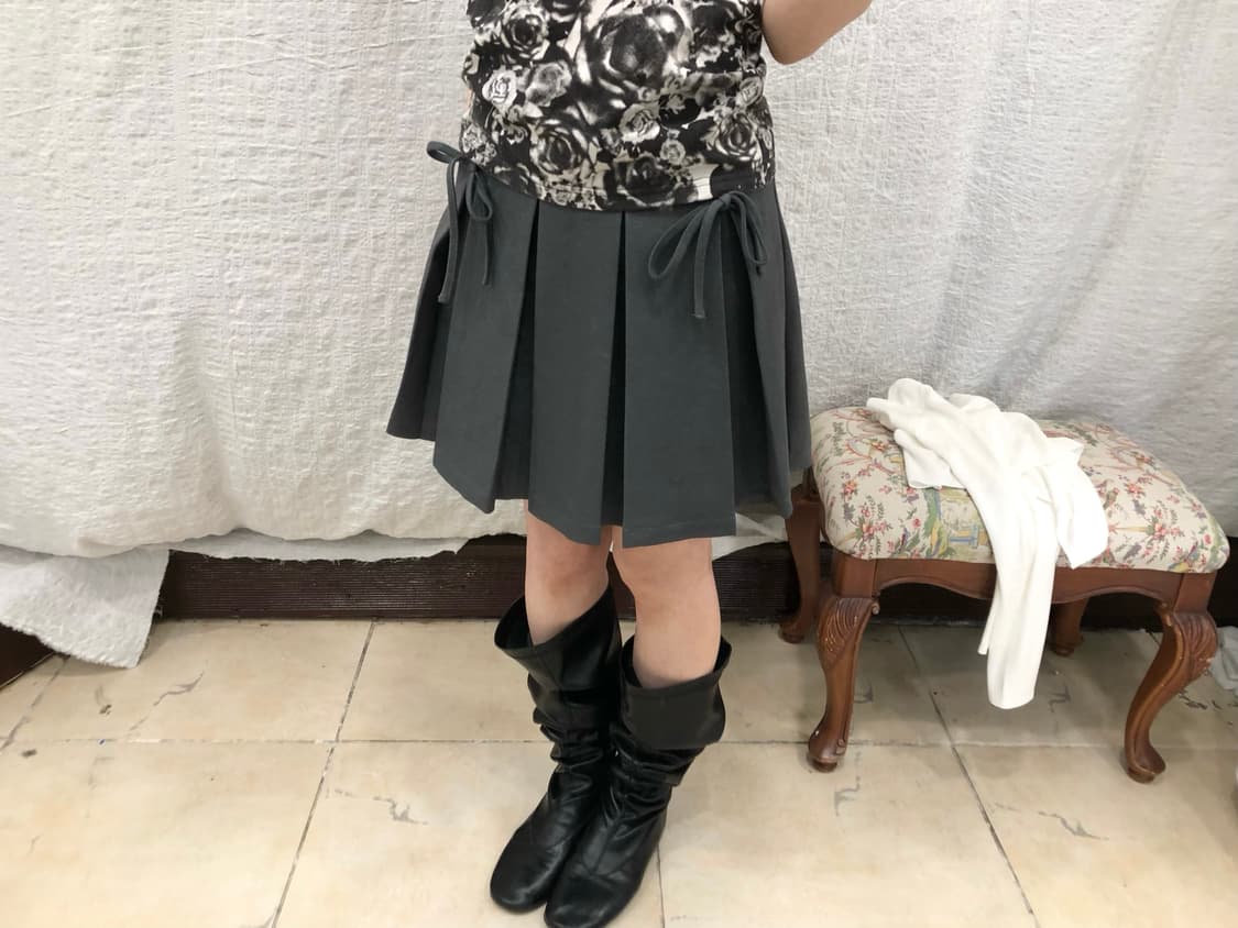 Ribbon charcoal mini skirt 상품이미지1