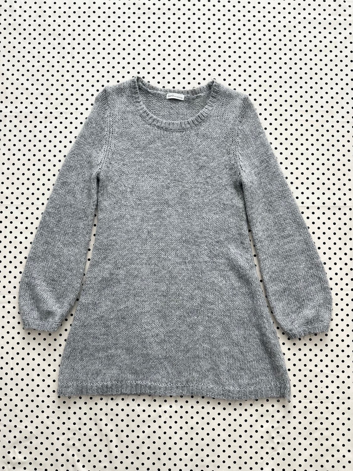 earth music 그레이 앙고라 니트 하구미 스즈코 너드 모리걸 상품이미지1