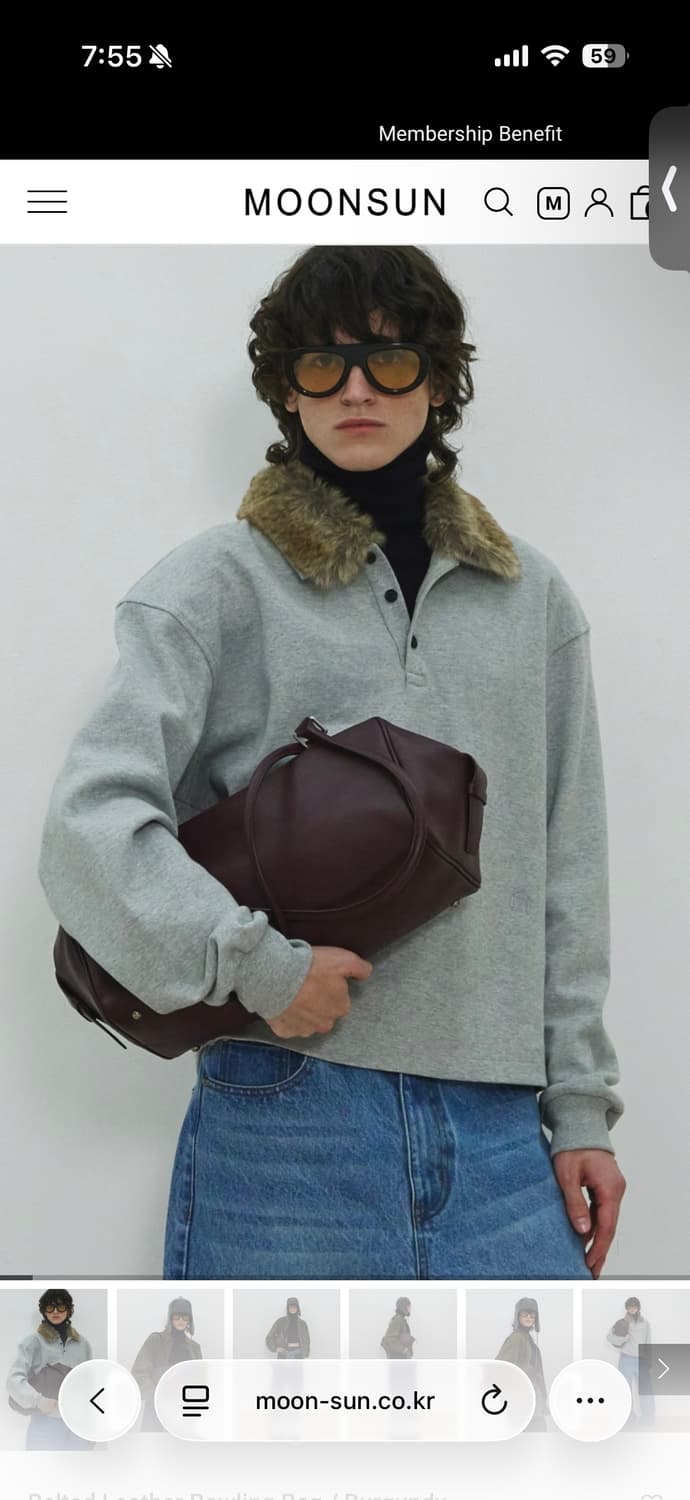 문선 레더 볼링백 버건디 상품이미지1