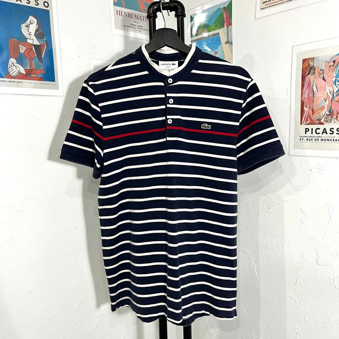 라코스테 차이나넥 스트라이프 티셔츠 상품이미지1