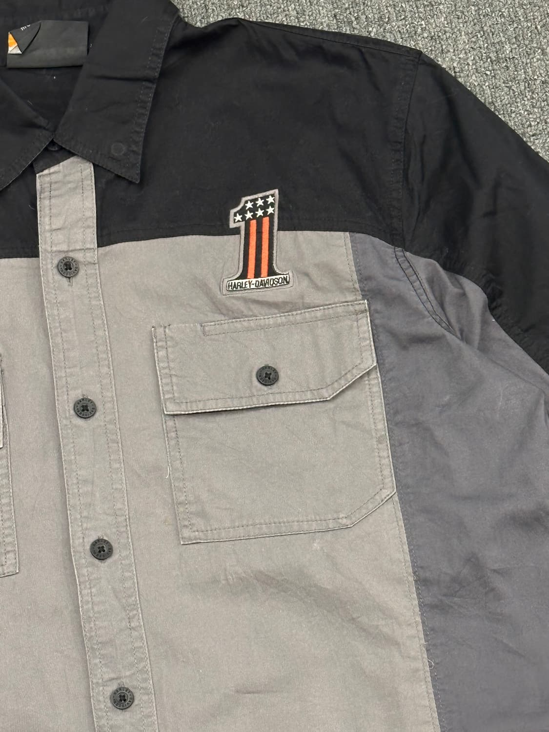 L)할리데이비슨 빈티지 NO.1 자수 반팔셔츠 상품이미지3