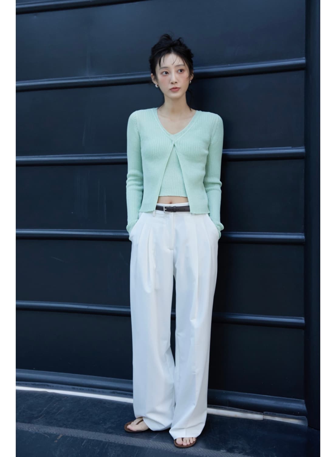 미치코런던 코시노 Ribbed sleeveless cardigan set 상품이미지1