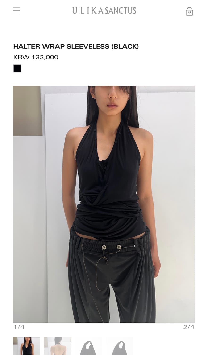 율리카 상투스 HALTER WRAP SLEEVELESS 블랙 (새상품) 상품이미지1