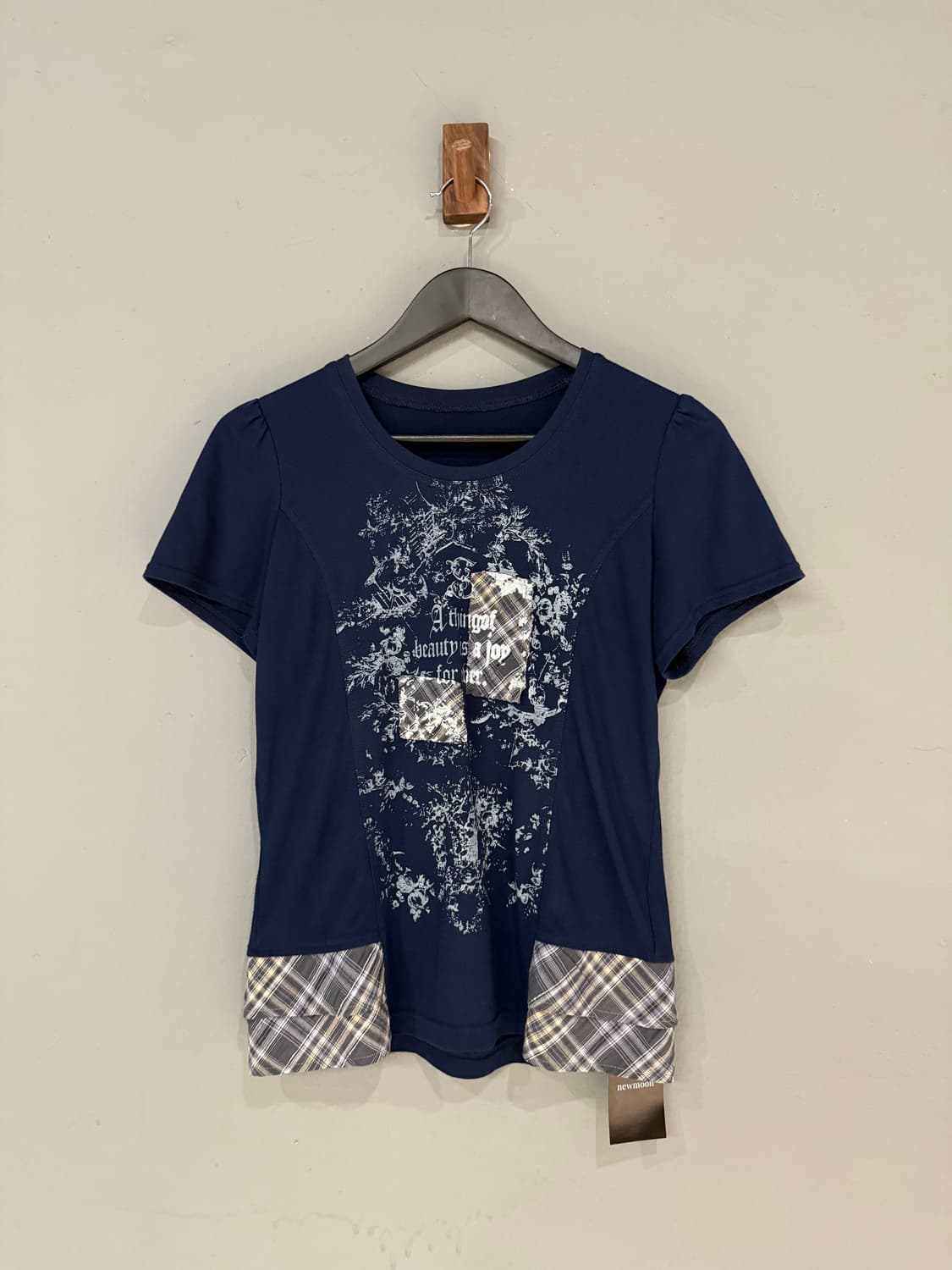 check pattern point lettering top 상품이미지5
