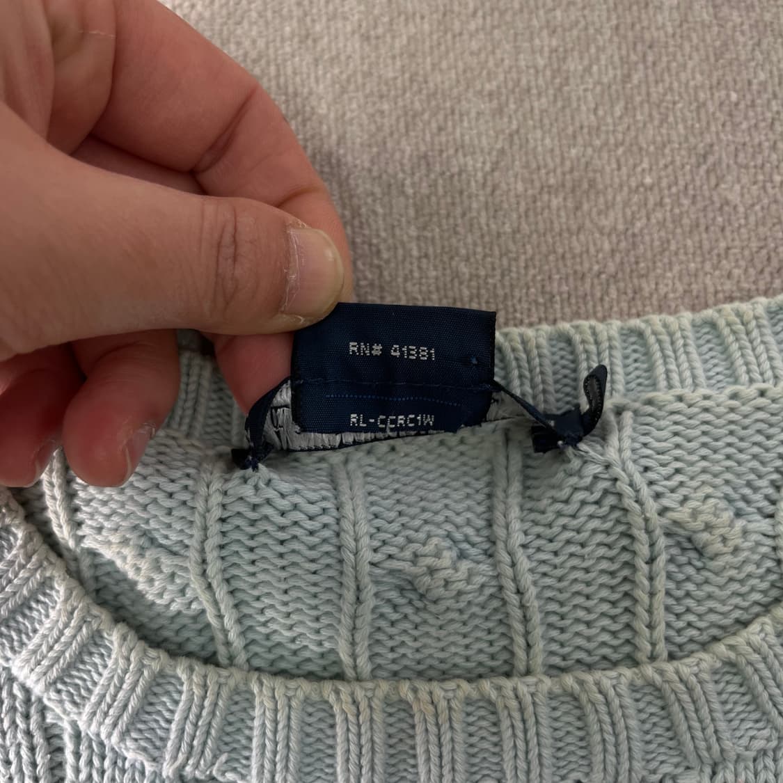 W 95 폴로랄프로렌 스카이블루 꽈배기 니트 상품이미지4