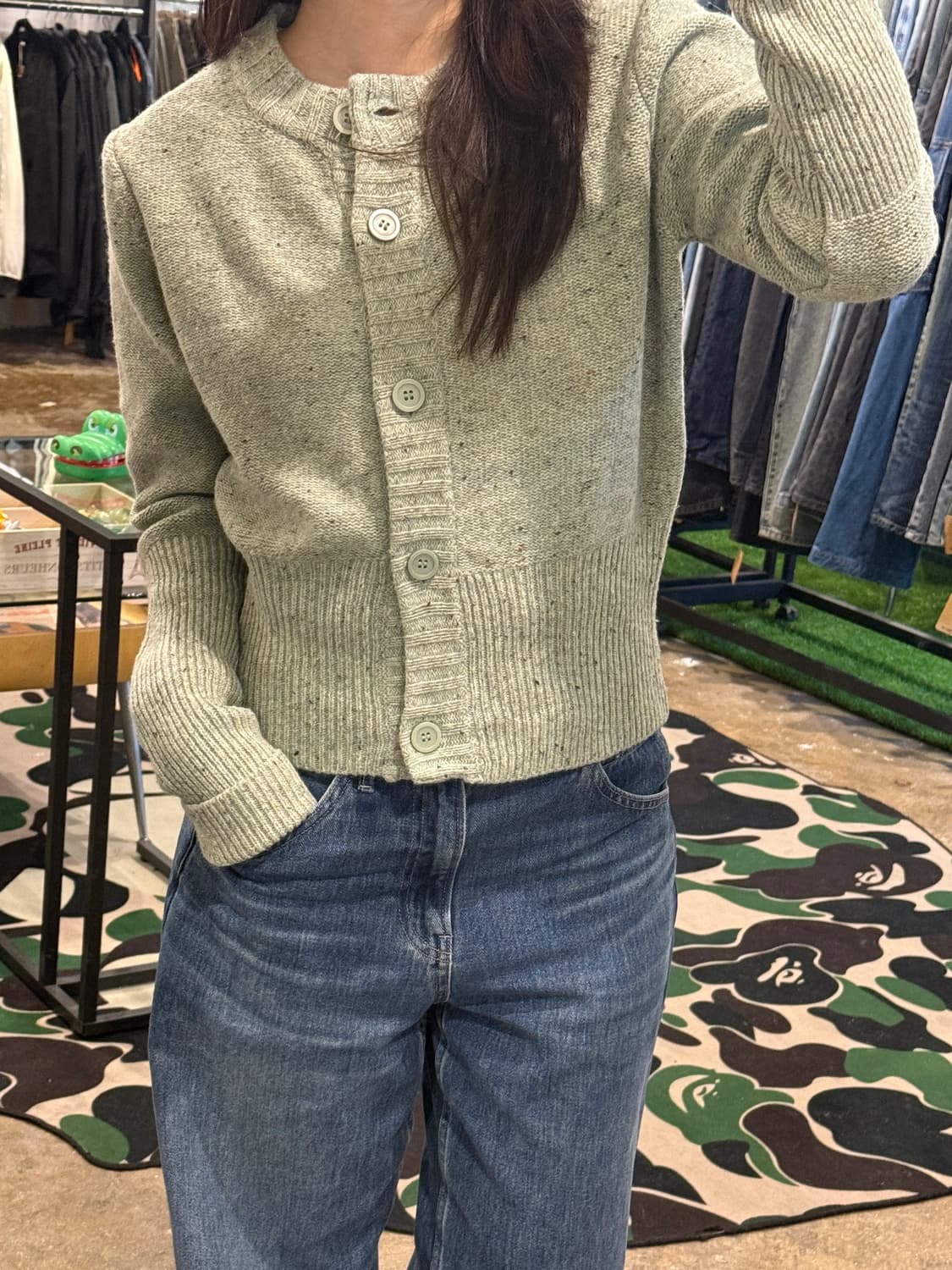 코스 라이트그린 스팩클 리버스 니트 가디건 상품이미지10