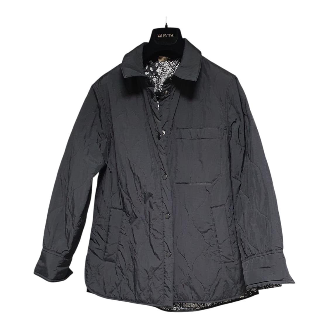 브리엘 페이즐리 블랙 퀼팅 리버서블 가벼운 패딩 자켓 55~66  상품이미지2