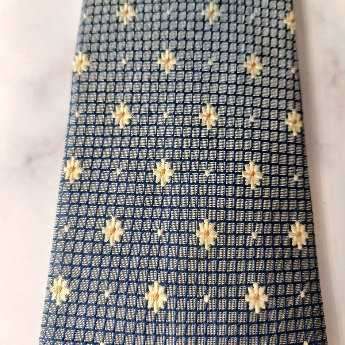 발렌티노 실크 네이비 플라워 패턴 넥타이 9.6cm A등급 A19841 상품이미지9