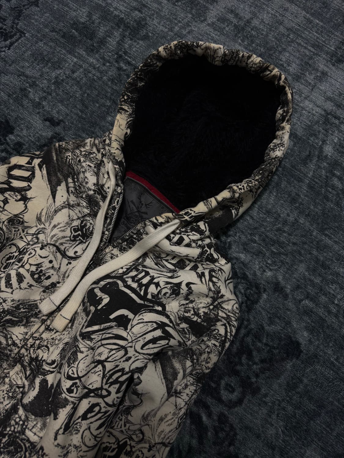 90s Fox racing printing fur hoodie 상품이미지3