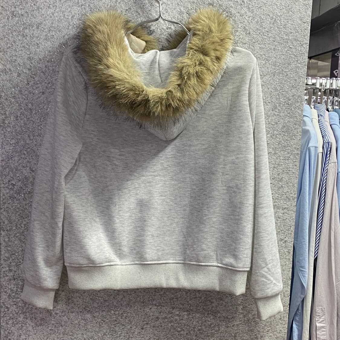 빈티지 레터링 멜란지 그레이 후드집업 B3317 상품이미지3