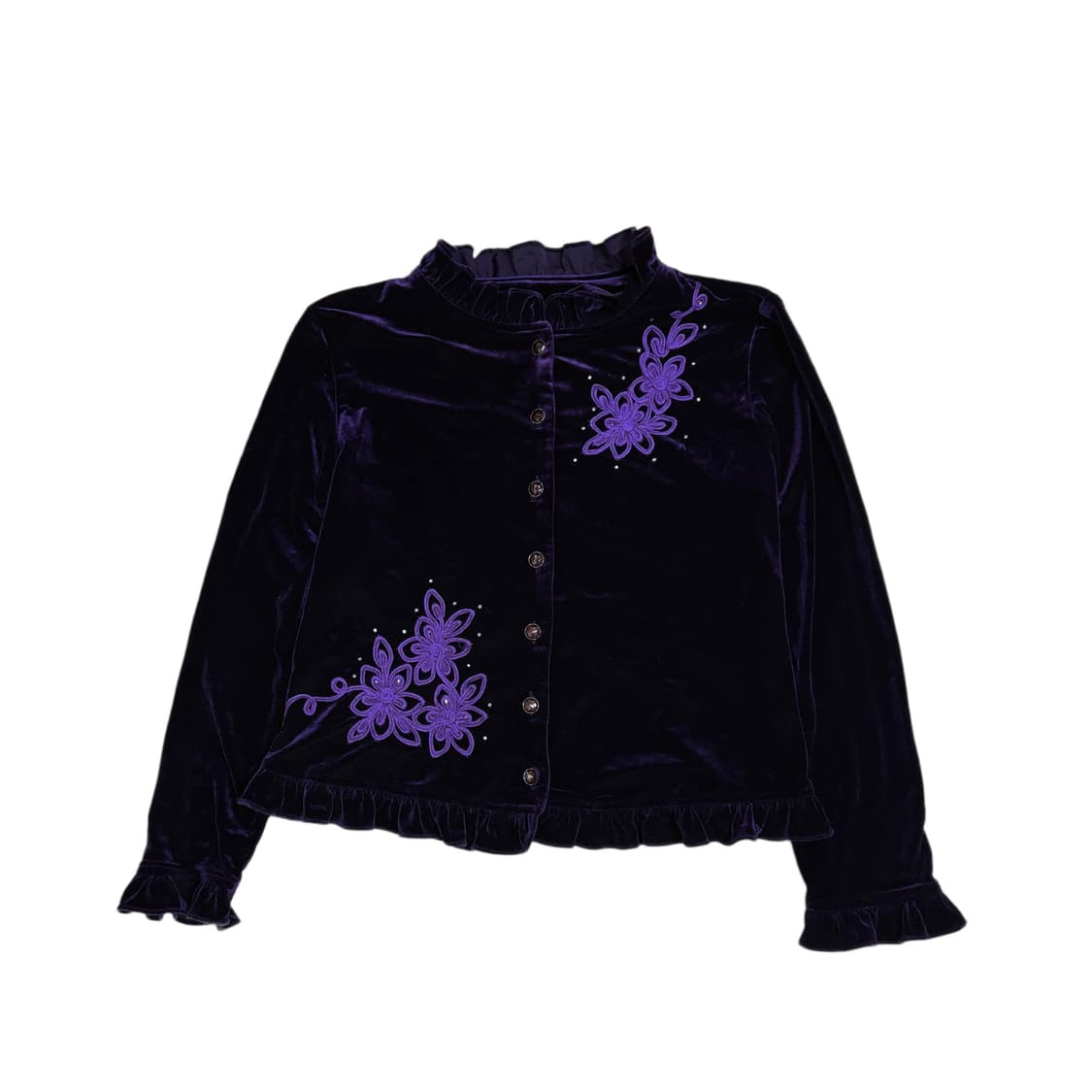 빈티지 벨벳 꽃자수 퍼플 블라우스 상품이미지2