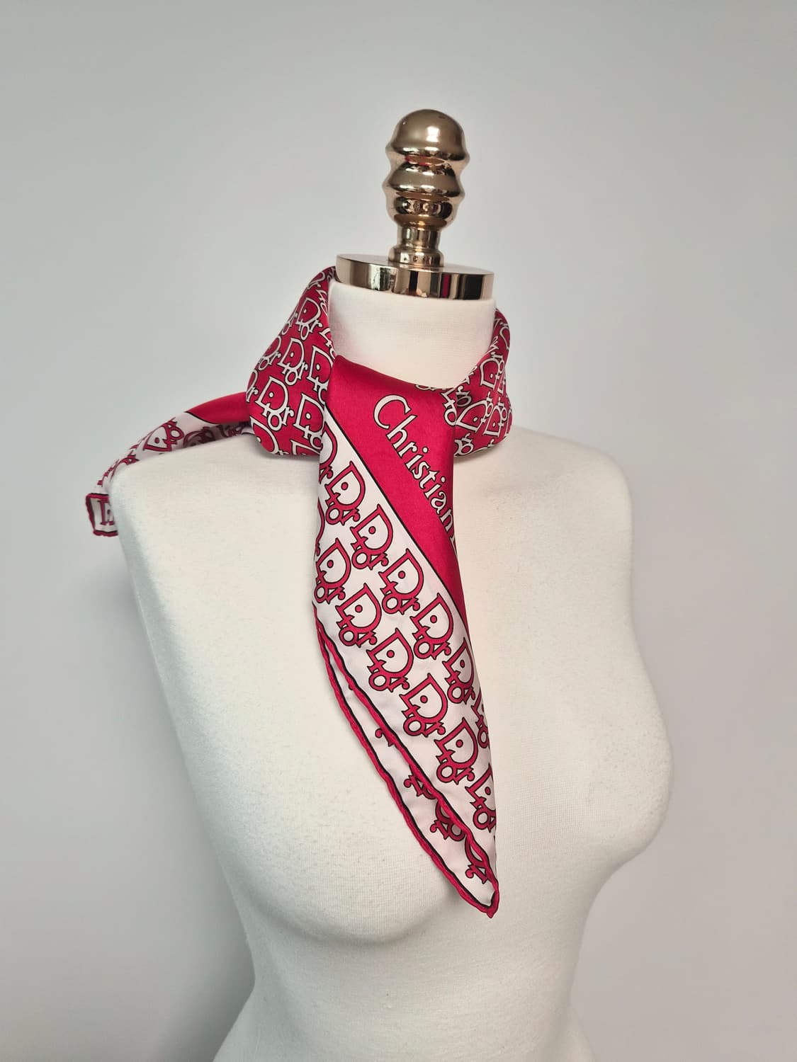 디올 오블리크 레드 실크 스카프 머플러 상품이미지1