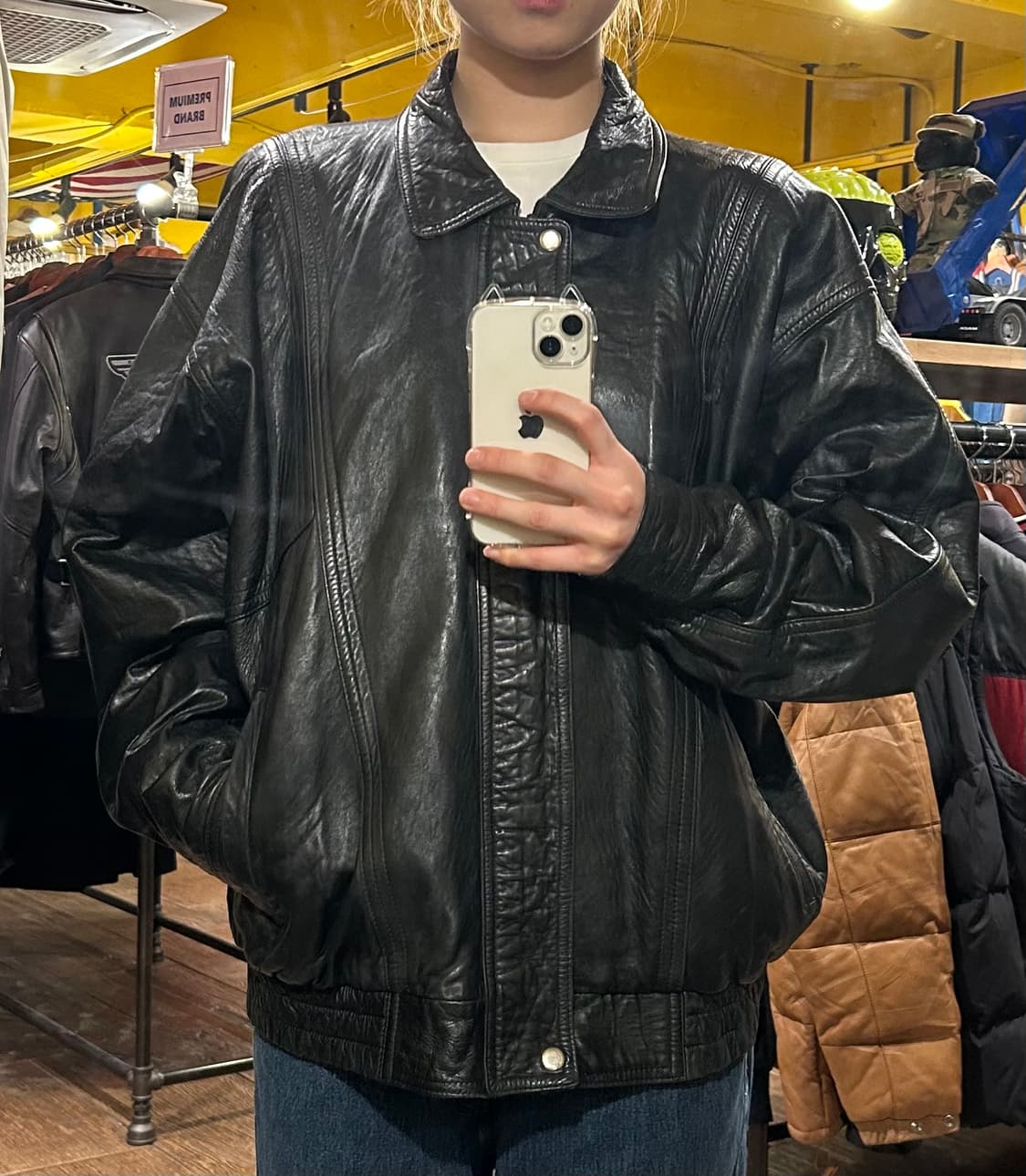 [HI] VTG 블랙 가죽 자켓 상품이미지1