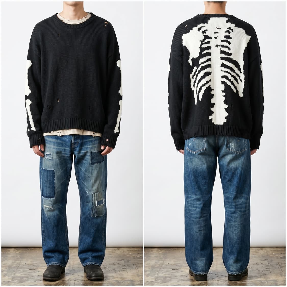 [정품] 캐피탈 5G 코튼 본 크루넥 스웨터 블랙 3사이즈 상품이미지1