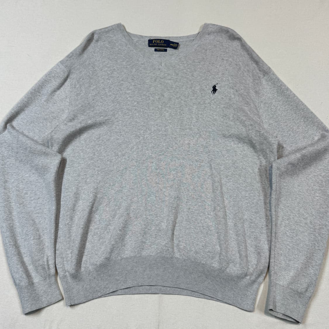 M) 폴로 랄프로렌 피마코튼 그레이 브이넥 니트 상품이미지2