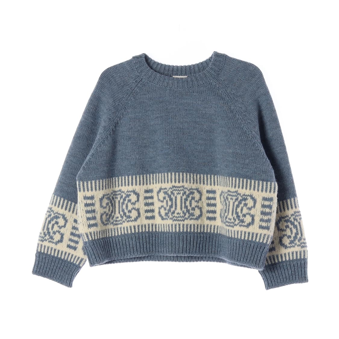 셀린느 22SS 블루 니트 트리옹프 크롭 울100% 스웨터 M 상품이미지1