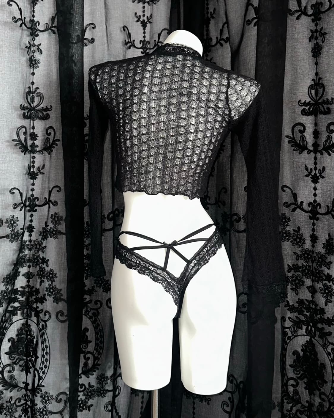 black lace tie-front bolero 상품이미지3