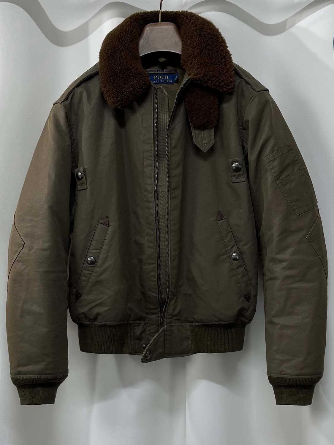 폴로 랄프로렌 b-15 램스킨 시어링 왁스 다운 봄버자켓 상품이미지1