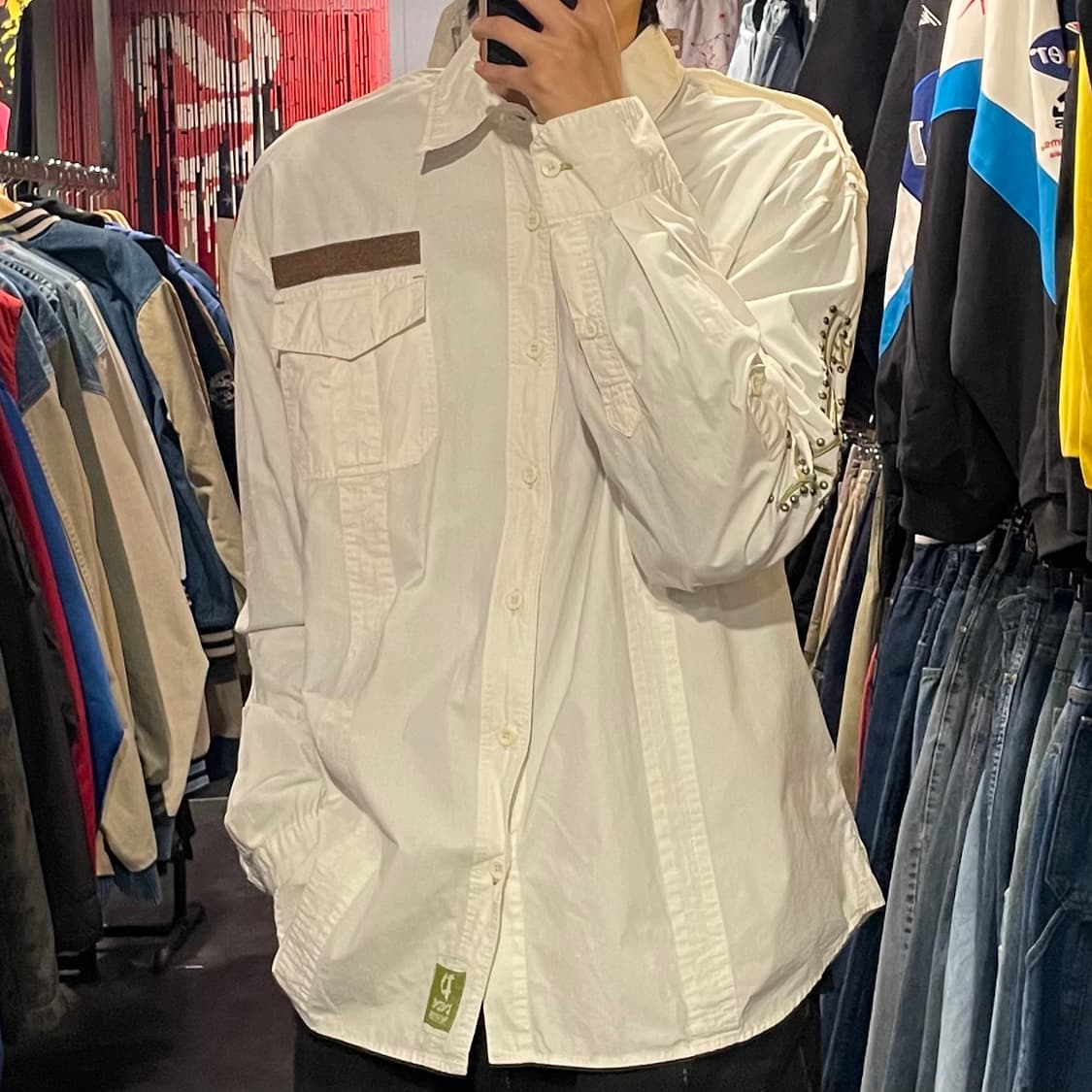 [IM] vtg 웨스턴 프린팅 화이트 셔츠 상품이미지4