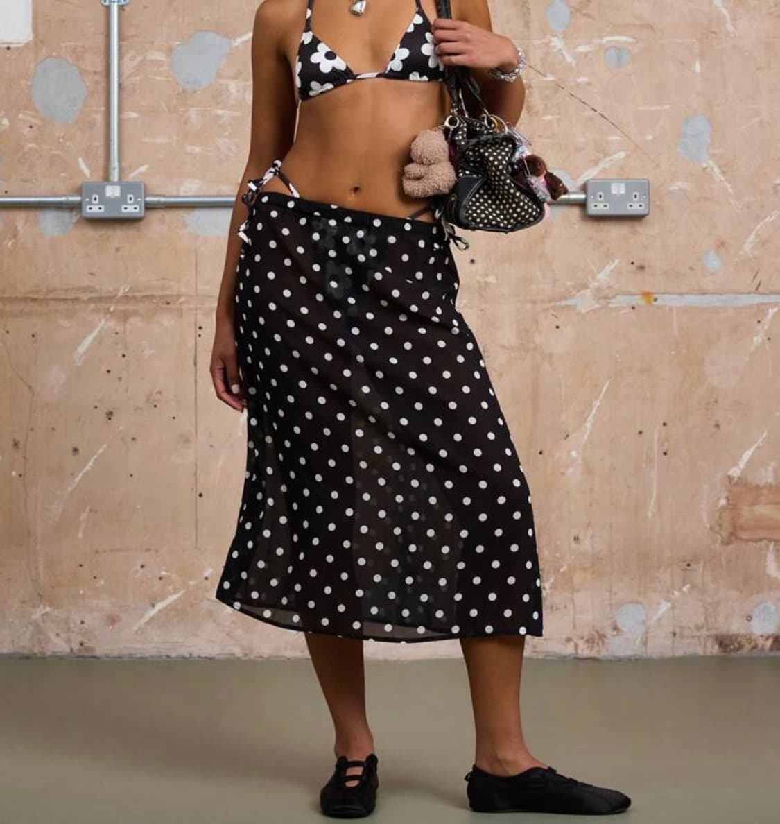 도트 레이어드 롱 스커트 상품이미지1