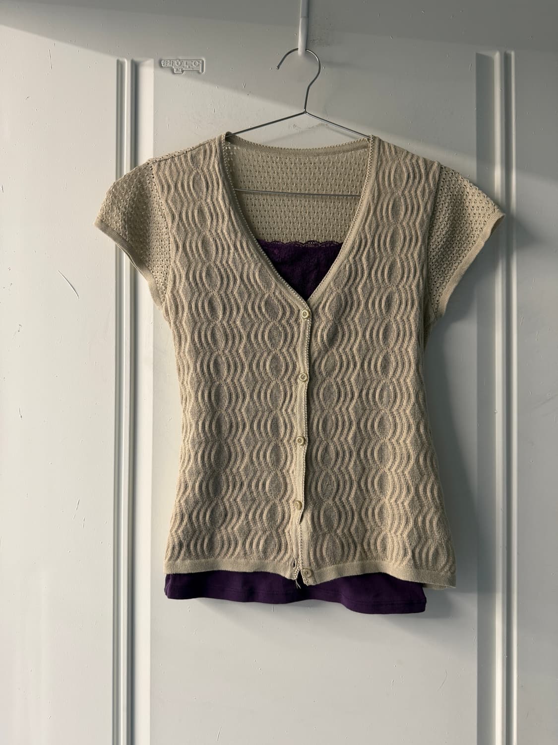 일본빈티지 퍼플베이지 가디건나시 세트 상품이미지8