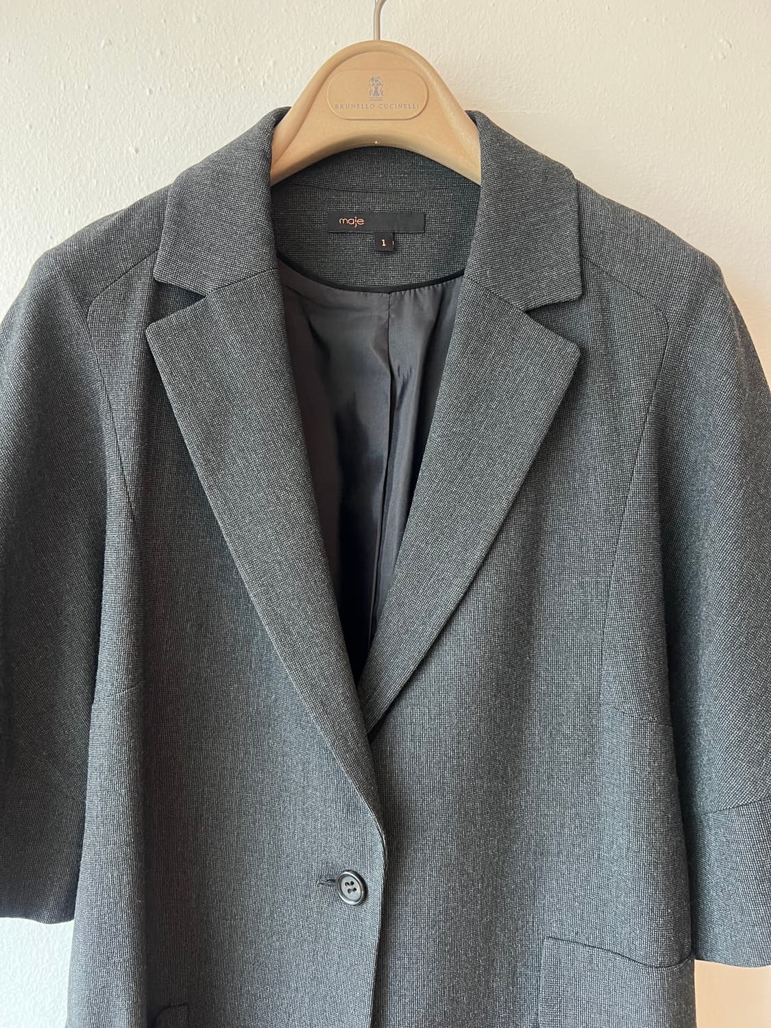 마쥬 여성 그레이 간절기코트 5부소매 롱자켓 상품이미지1