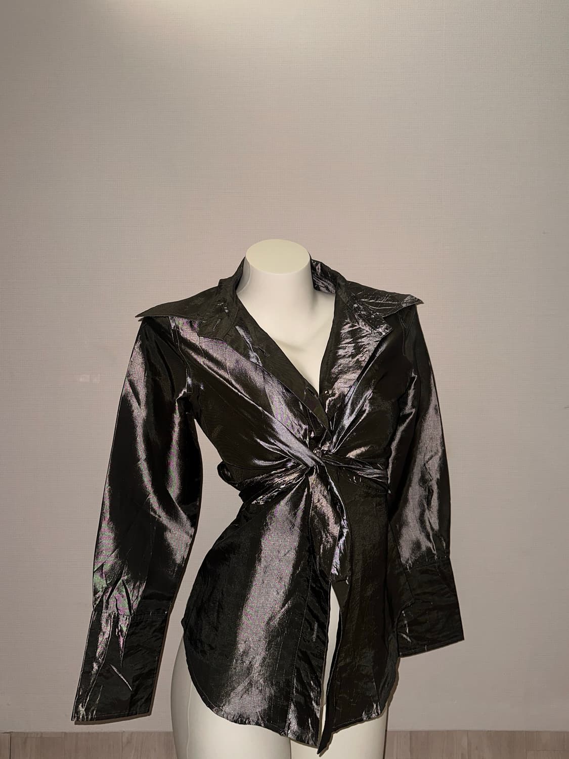 빈티지 새틴 차콜  타이 셔츠 상품이미지3