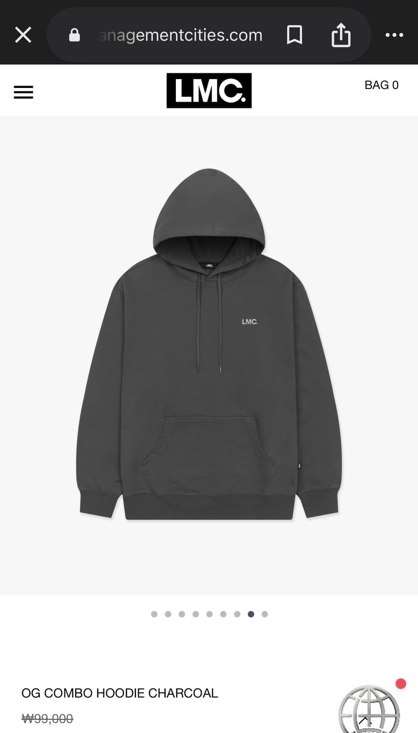 엘엠씨 차콜 후드티 L 상품이미지1