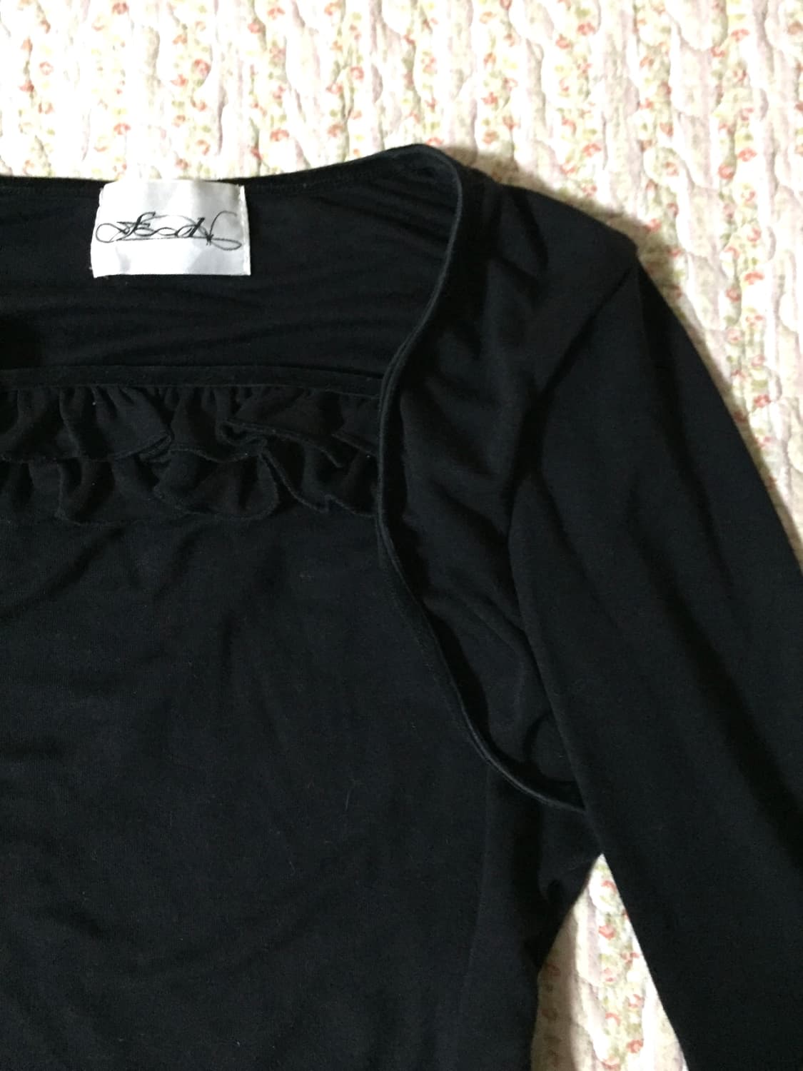 Vintage black shirring blouse 상품이미지2